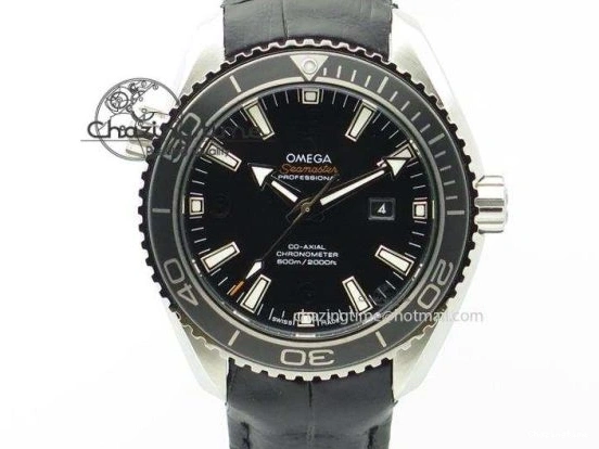 0517 Trendsetting Speedmaster ’57 SS Chrono AXF Best Edition RG Bezel Black Dial on Black Leather Strap A 8283